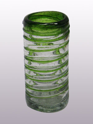 Spiral Glassware / Emerald Green Spiral 2 oz Tequila Shot Glasses (set of 6) / Emerald green threads spinned to embrace these gorgeous shot glasses, perfect for parties or enjoying your favorite liquor.
